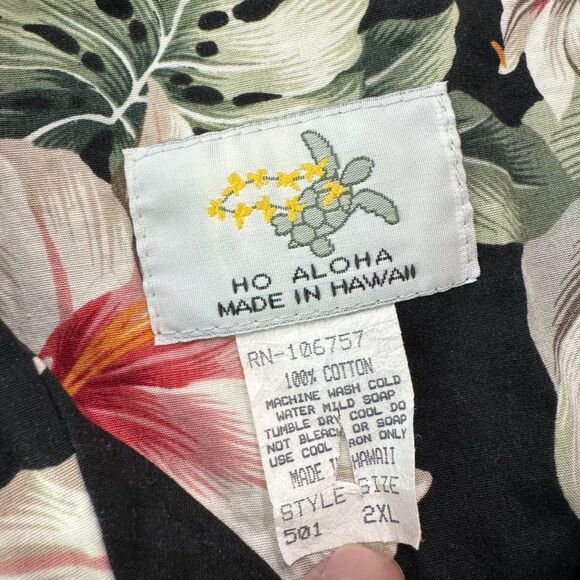 Ho Aloha Shirt Mens XXL Hawaiian Casual Button Up Tropical Floral Short Sleeve - Picture 2 of 4
